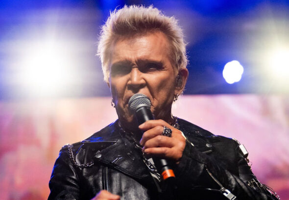 Singer Billy Idol performs onstage during the Above Ground 4 concert benefiting Musicares at The Fonda Theatre